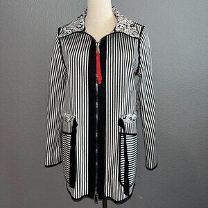 LANDI FANCY LULA REVERSIBLE FULL ZIP ARTSY PARKA JACKET MADE IN ITALY-  IT 42